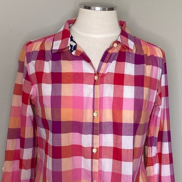 Isabella Sinclair Hibiscus Tea Pink Plaid Mixed Media Atlay Buttondown Shirt, XS - Picture 3 of 15